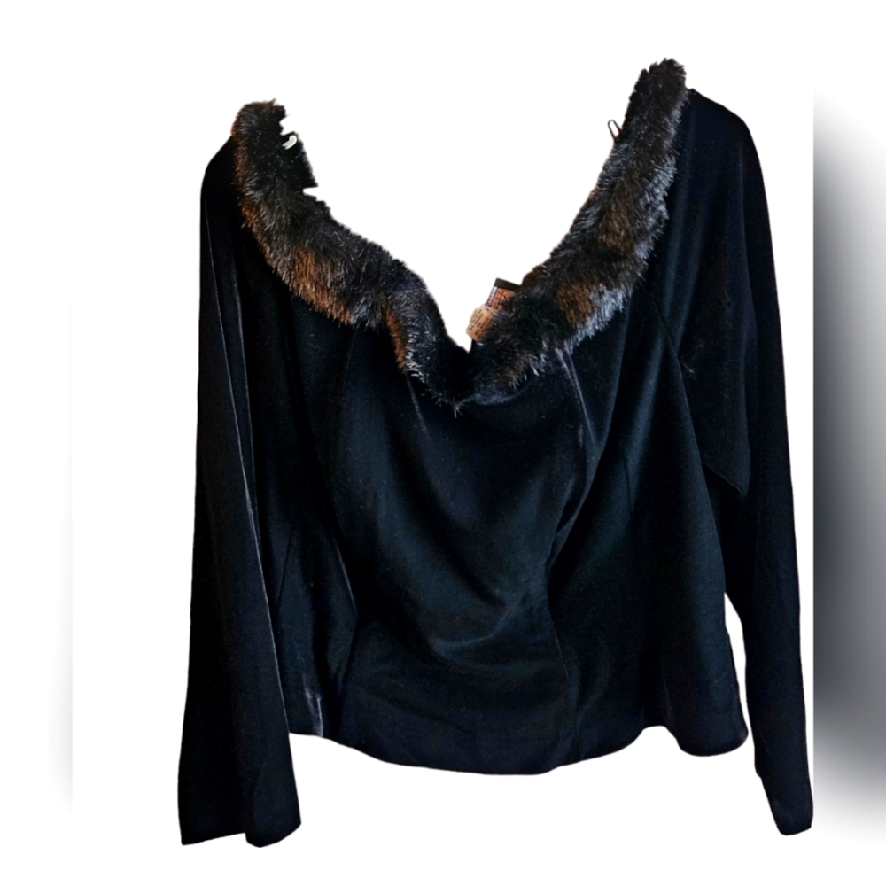 Off The Shoulder Black Fur Top